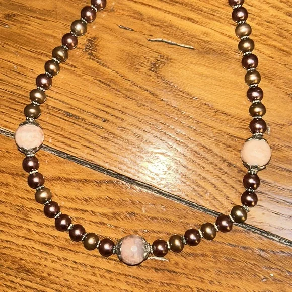 Oregon Sunstone and Pearl Necklace - Picture 3 of 3